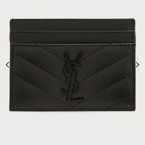 YSL Monogram Card Case in Grained Leather
